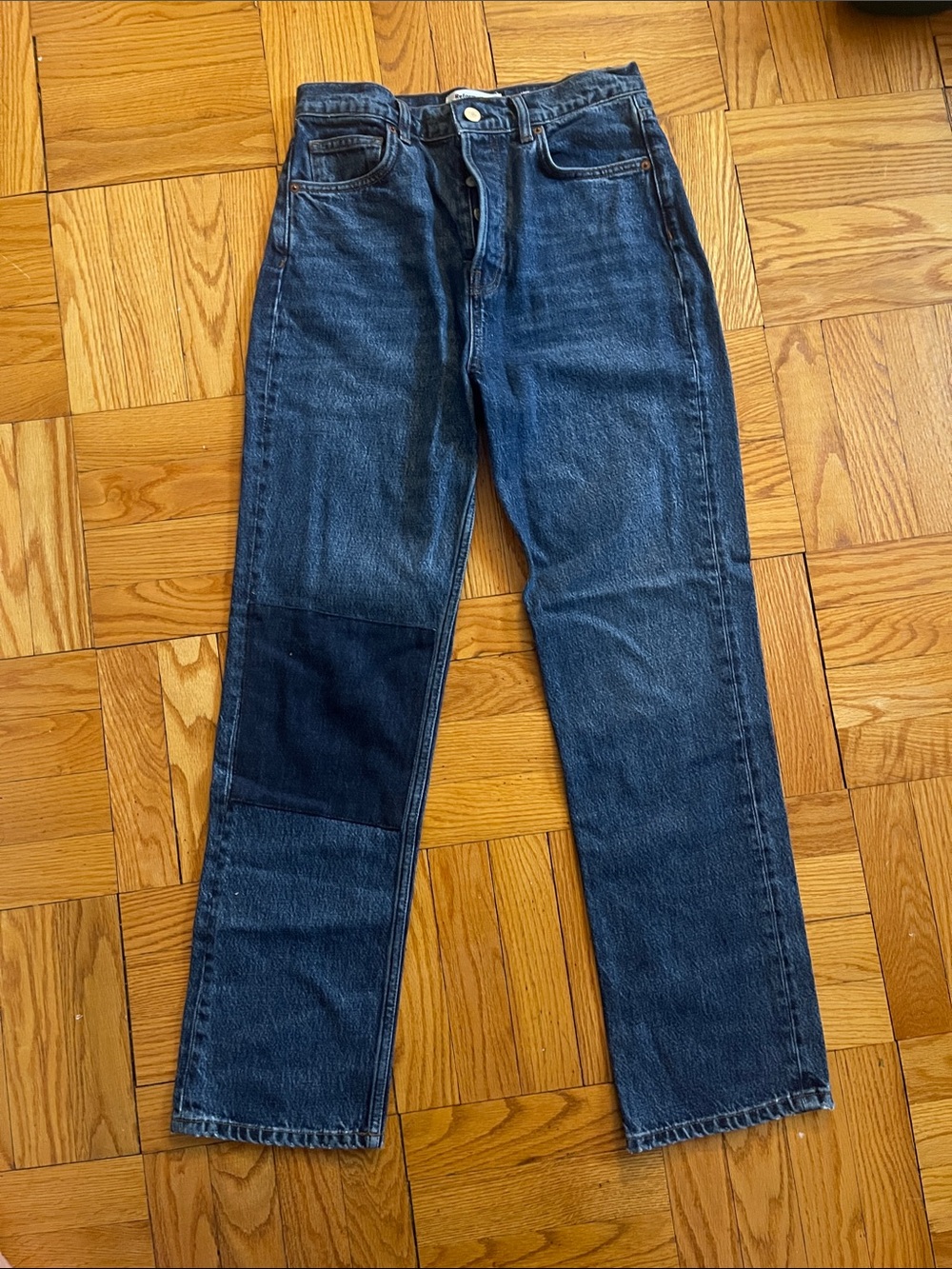 Reformation Cynthia Patch High Rise Straight Leg Jeans - Picture 5 of 11